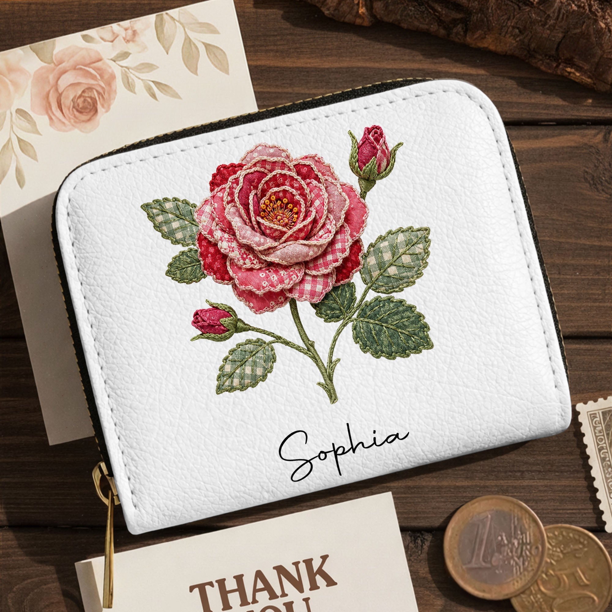Personalized Mini Leather Wallet Gift for Daughter's Wedding Day Leather Wallet GradoCreations