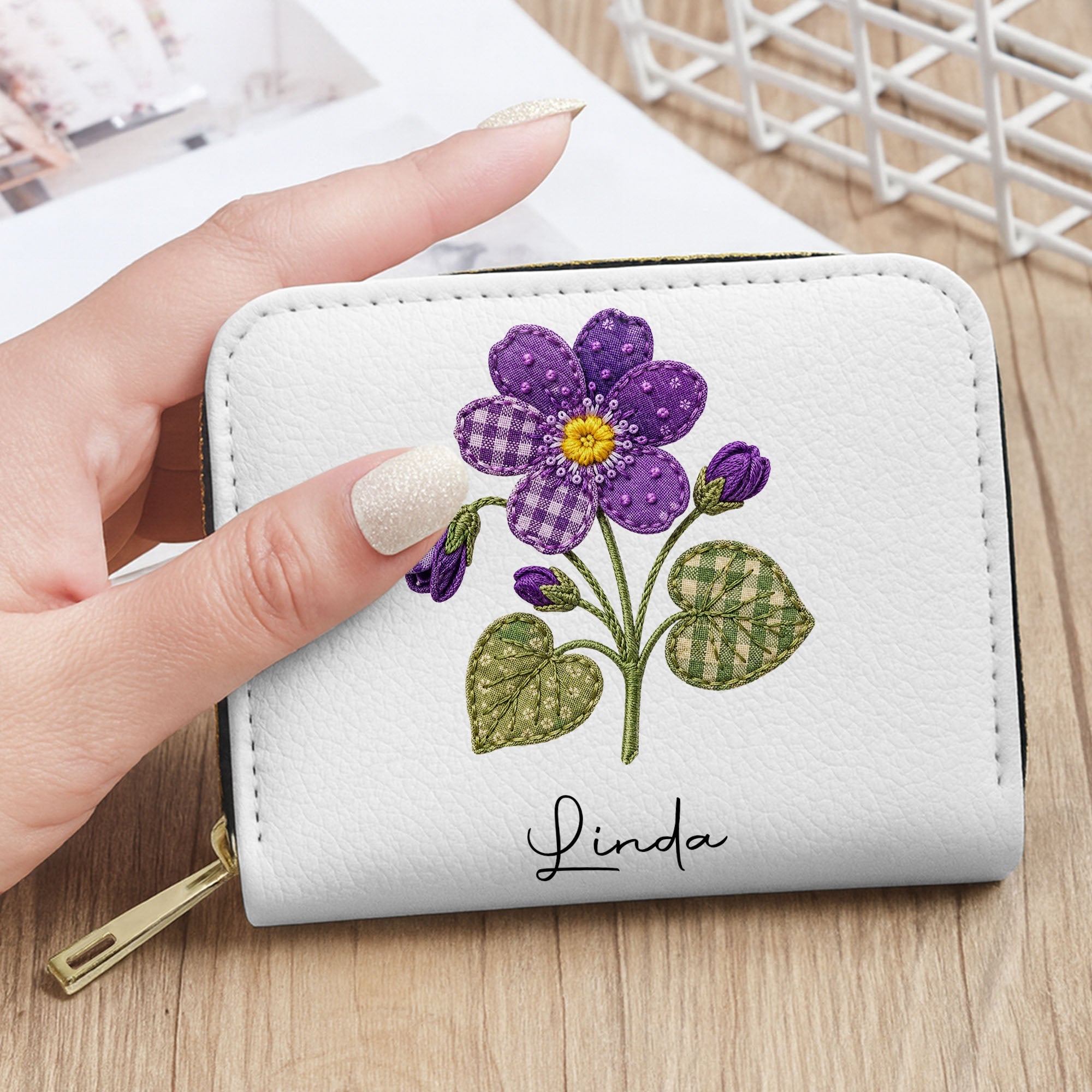 Personalized Mini Leather Wallet Gift for Daughter's Wedding Day Leather Wallet GradoCreations