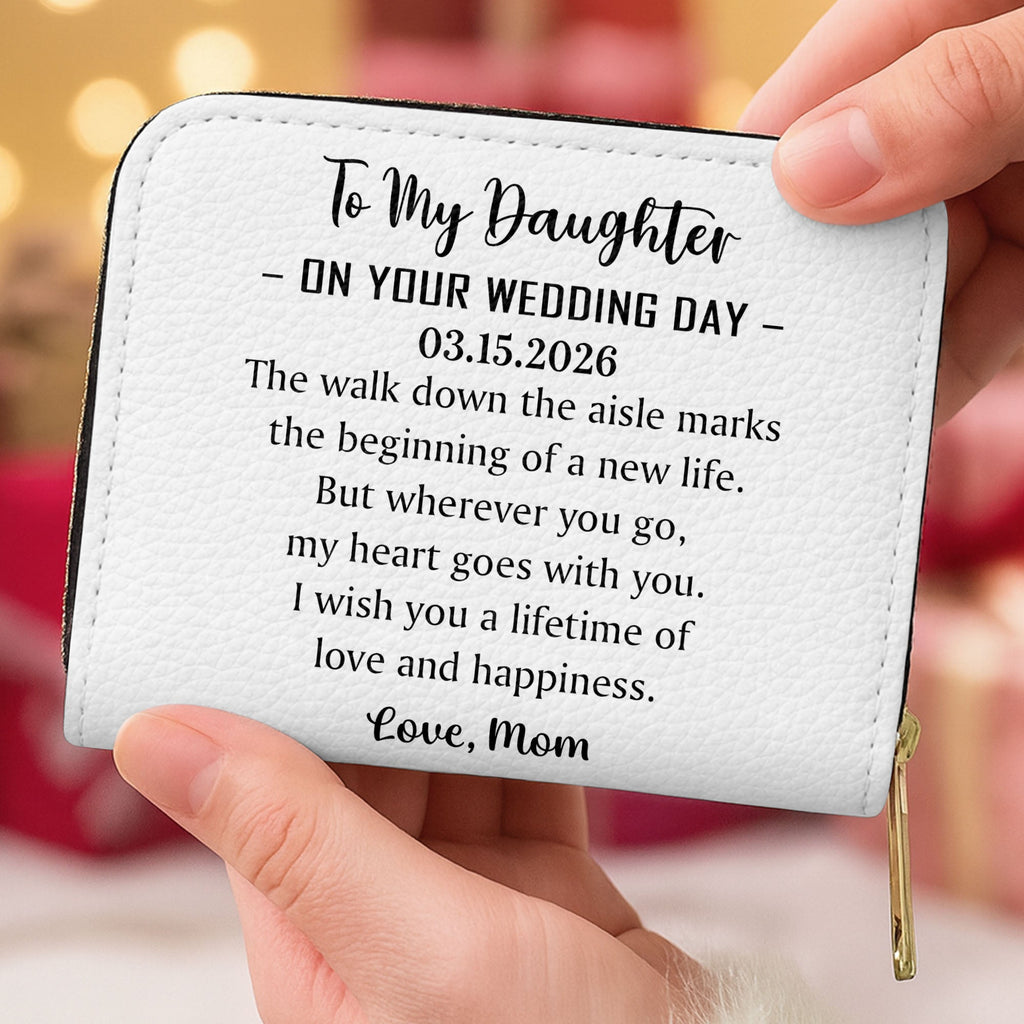 Personalized Mini Leather Wallet Gift for Daughter's Wedding Day Leather Wallet GradoCreations