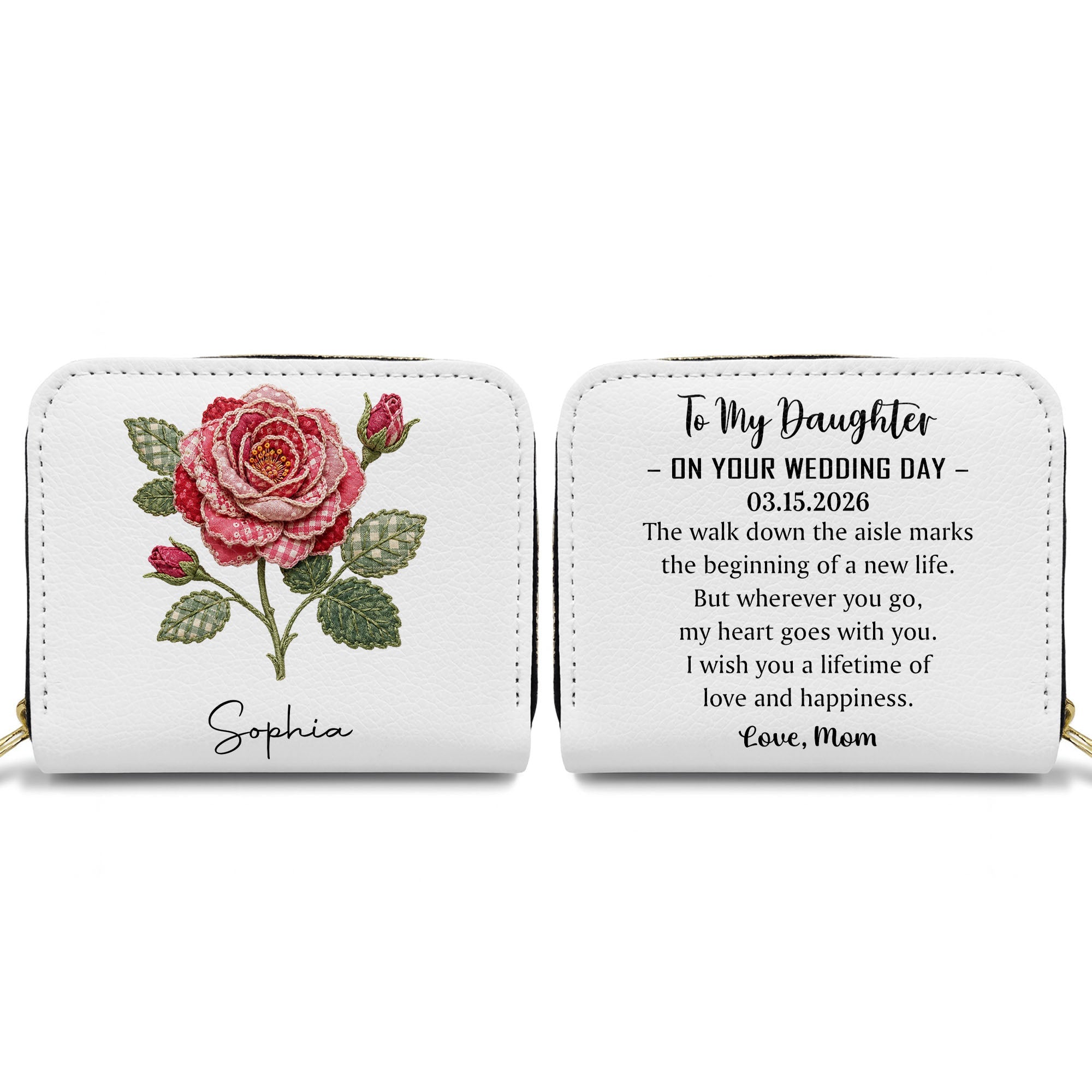 Personalized Mini Leather Wallet Gift for Daughter's Wedding Day Leather Wallet GradoCreations