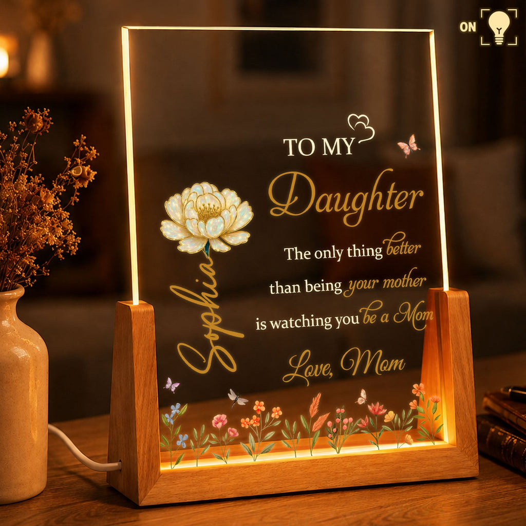 Personalized Acrylic Night Light Custom Name Gift for Daughter Wood and Acrylic Night Light GradoCreations