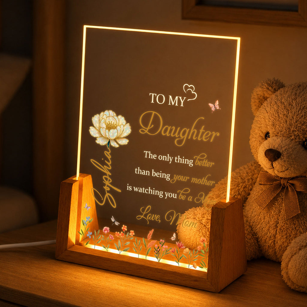 Personalized Acrylic Night Light Custom Name Gift for Daughter Wood and Acrylic Night Light GradoCreations