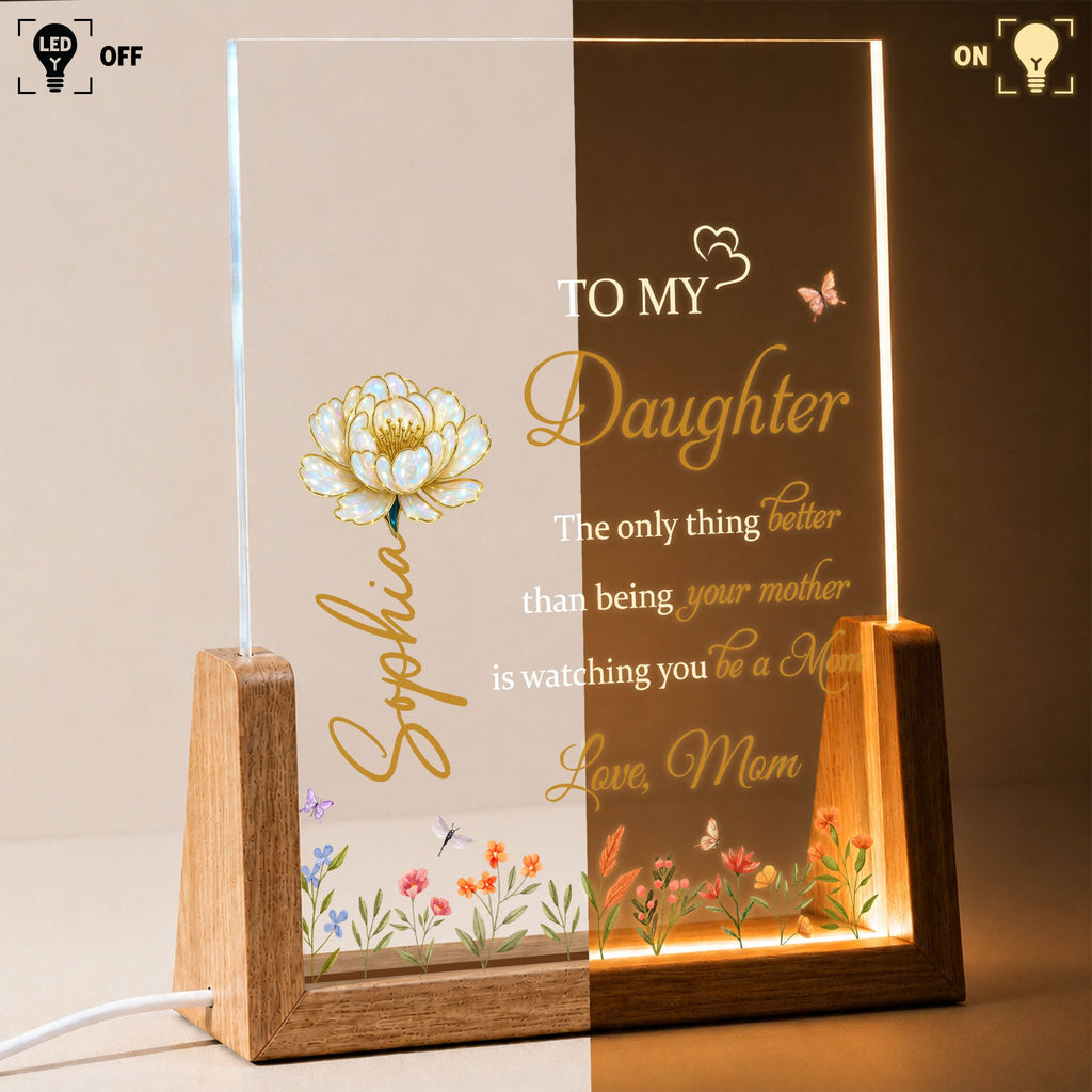 Personalized Acrylic Night Light Custom Name Gift for Daughter Wood and Acrylic Night Light GradoCreations
