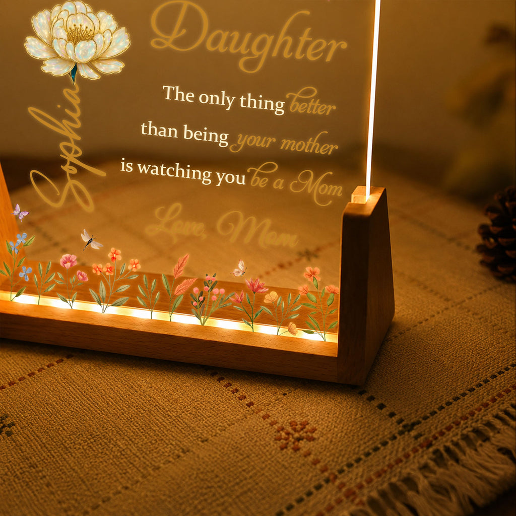 Personalized Acrylic Night Light Custom Name Gift for Daughter Wood and Acrylic Night Light GradoCreations