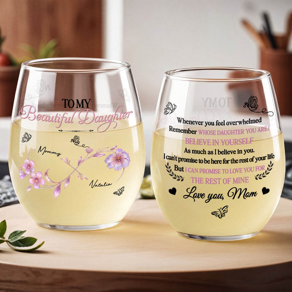 Personalized Stemless Wine Glass Custom Name Gift for Daughter Wine Glasses GradoCreations