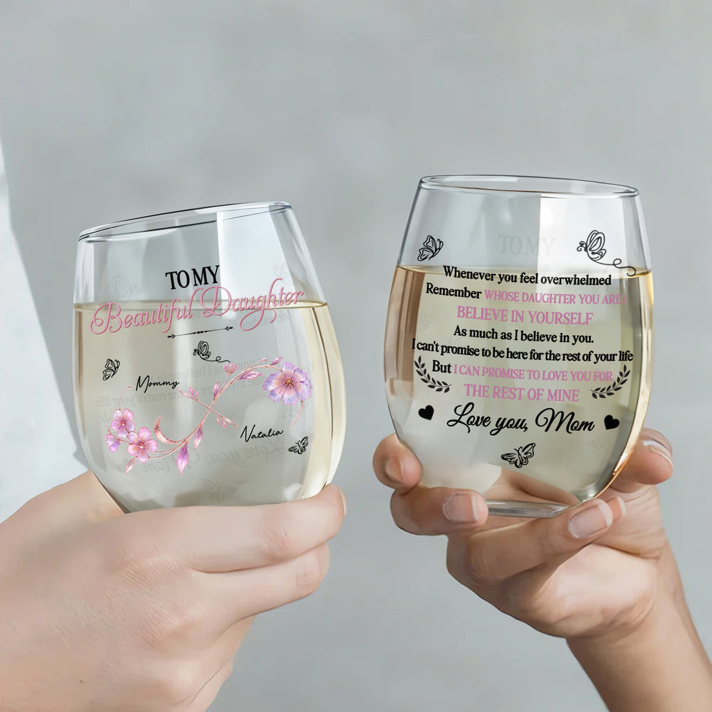 Personalized Stemless Wine Glass Custom Name Gift for Daughter Wine Glasses GradoCreations