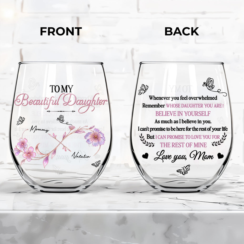 Personalized Stemless Wine Glass Custom Name Gift for Daughter Wine Glasses GradoCreations