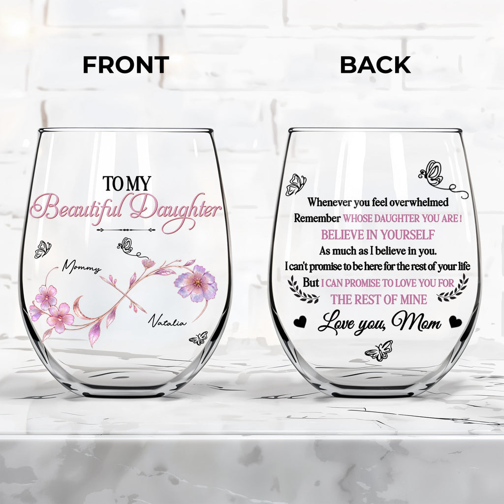 Personalized Stemless Wine Glass Custom Name Gift for Daughter Wine Glasses GradoCreations