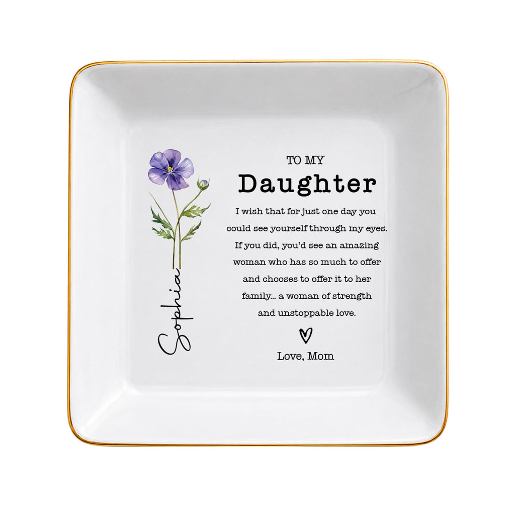 Personalized Jewelry Dish Custom Birth Month Flower Gift for Daughter