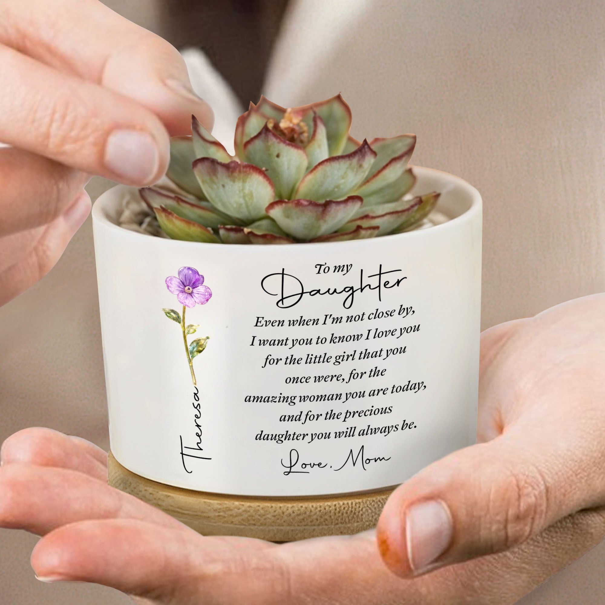Personalized Ceramic Plant Pot Custom for Daughter Gift Ceramic Plant Pot GradoCreations