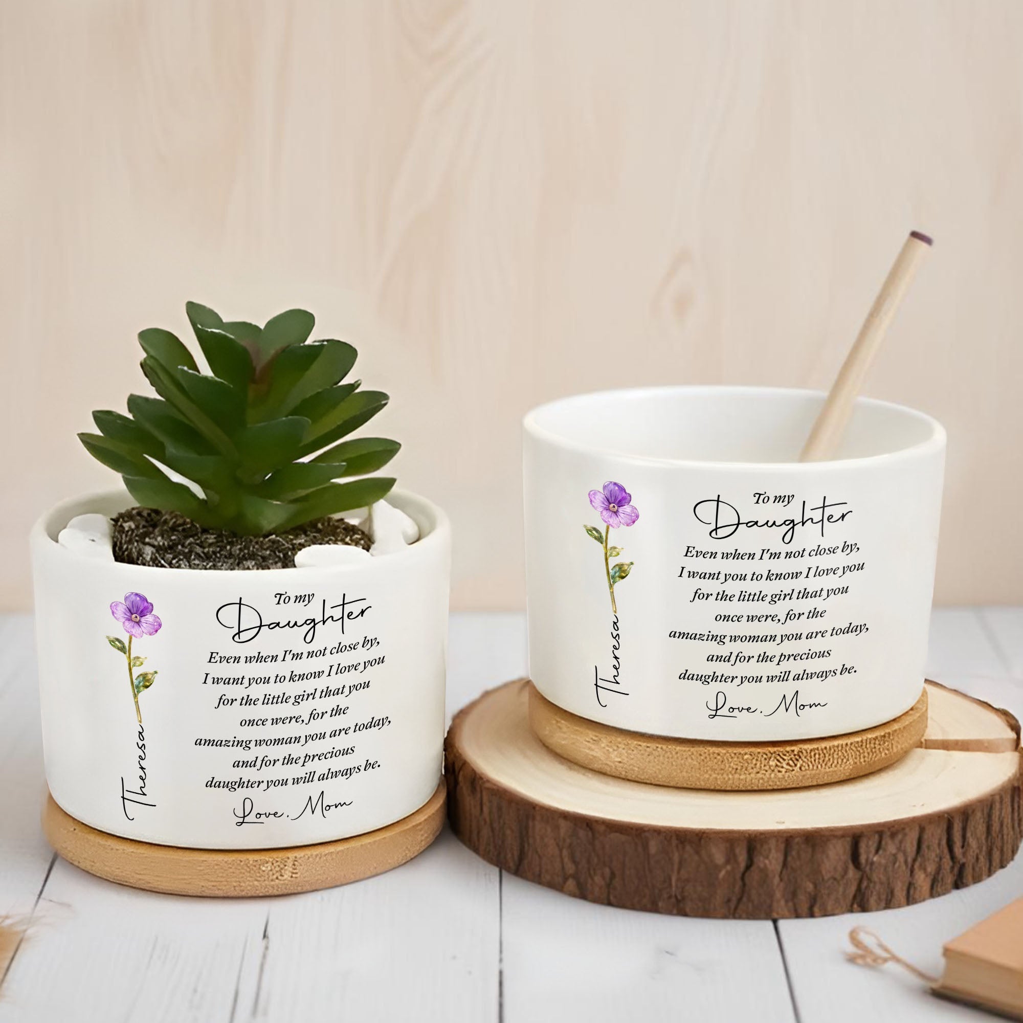 Personalized Ceramic Plant Pot Custom for Daughter Gift Ceramic Plant Pot GradoCreations
