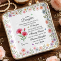 Personalized Ceramic Jewelry Dish Custom Birth Month Flowers for Daughter Jewelry Dish GradoCreations