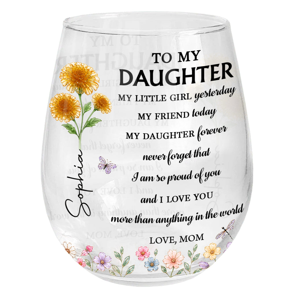 Personalized Stemless Wine Glass Custom Name For Daughter Birthday Gift