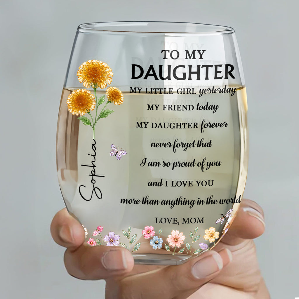 Personalized Stemless Wine Glass Custom Name For Daughter Birthday Gift