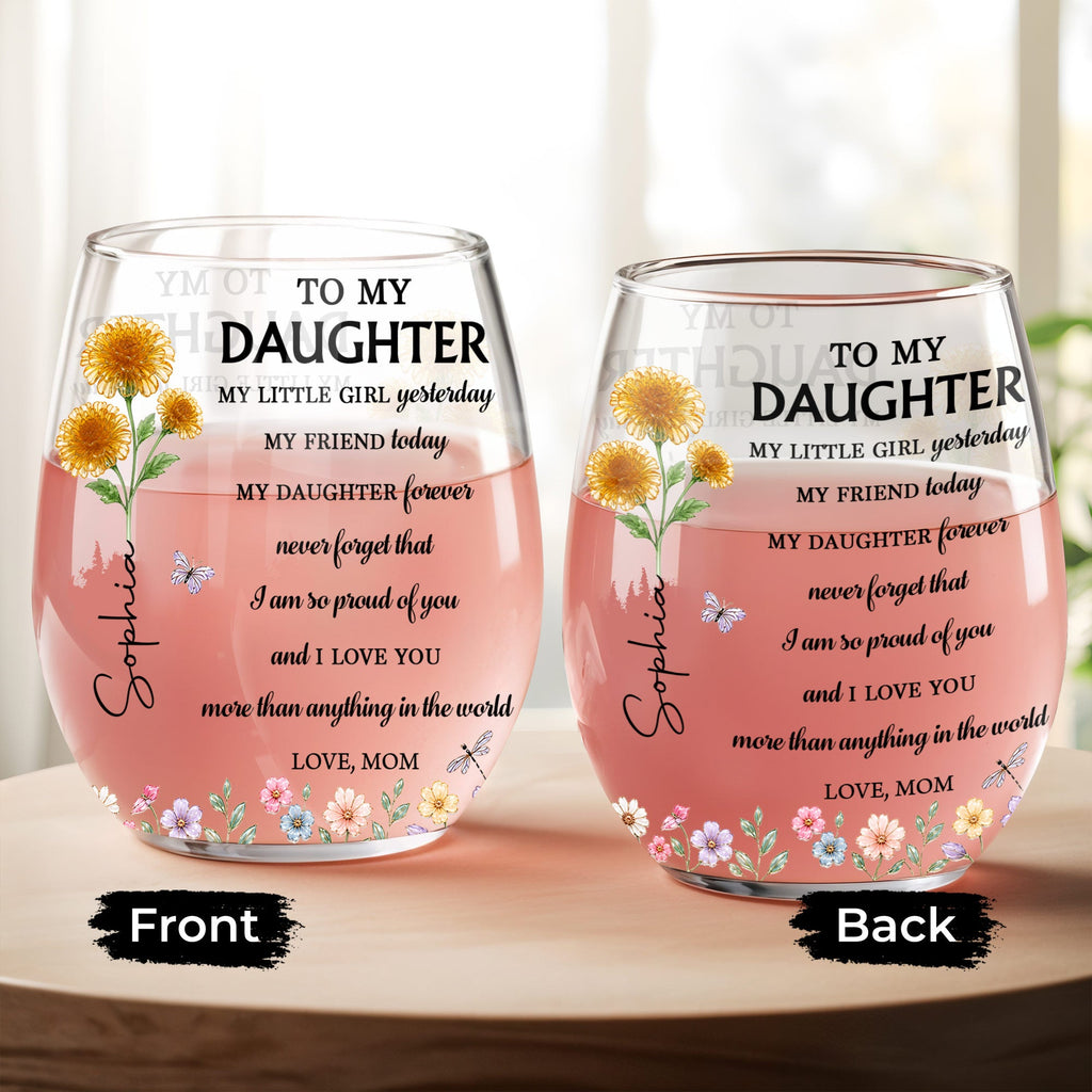 Personalized Stemless Wine Glass Custom Name For Daughter Birthday Gift
