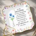 Personalized Ceramic Jewelry Dish Custom Name for Daughter Lace Square Jewelry Dish GradoCreations