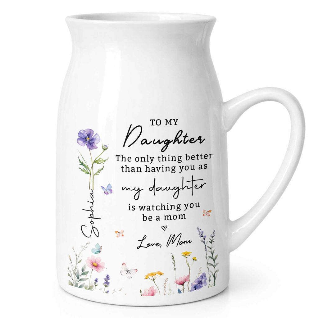 Personalized Floral Ceramic Flower Vase Custom Gift for Daughter Flower Vase GradoCreations