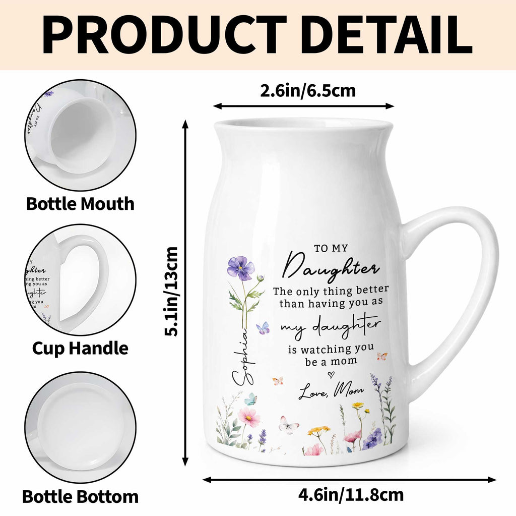 Personalized Floral Ceramic Flower Vase Custom Gift for Daughter Flower Vase GradoCreations