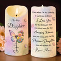 Personalized LED Candle with Birth Month Flowers Custom Gift for Daughter LED Candle GradoCreations