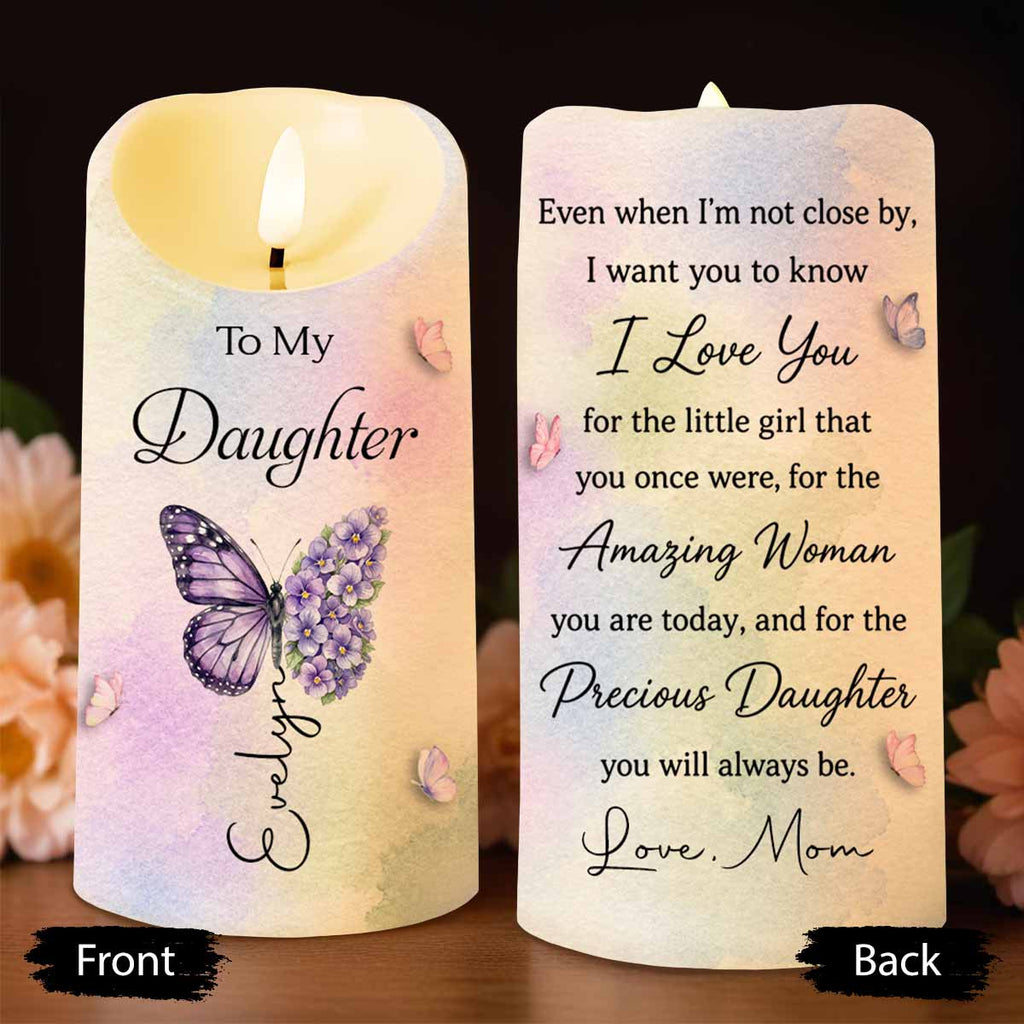 Personalized LED Candle with Birth Month Flowers Custom Gift for Daughter LED Candle GradoCreations