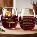 Personalized Wine Glass Gift for Daughter with Gold Flower Design Wine Glasses GradoCreations