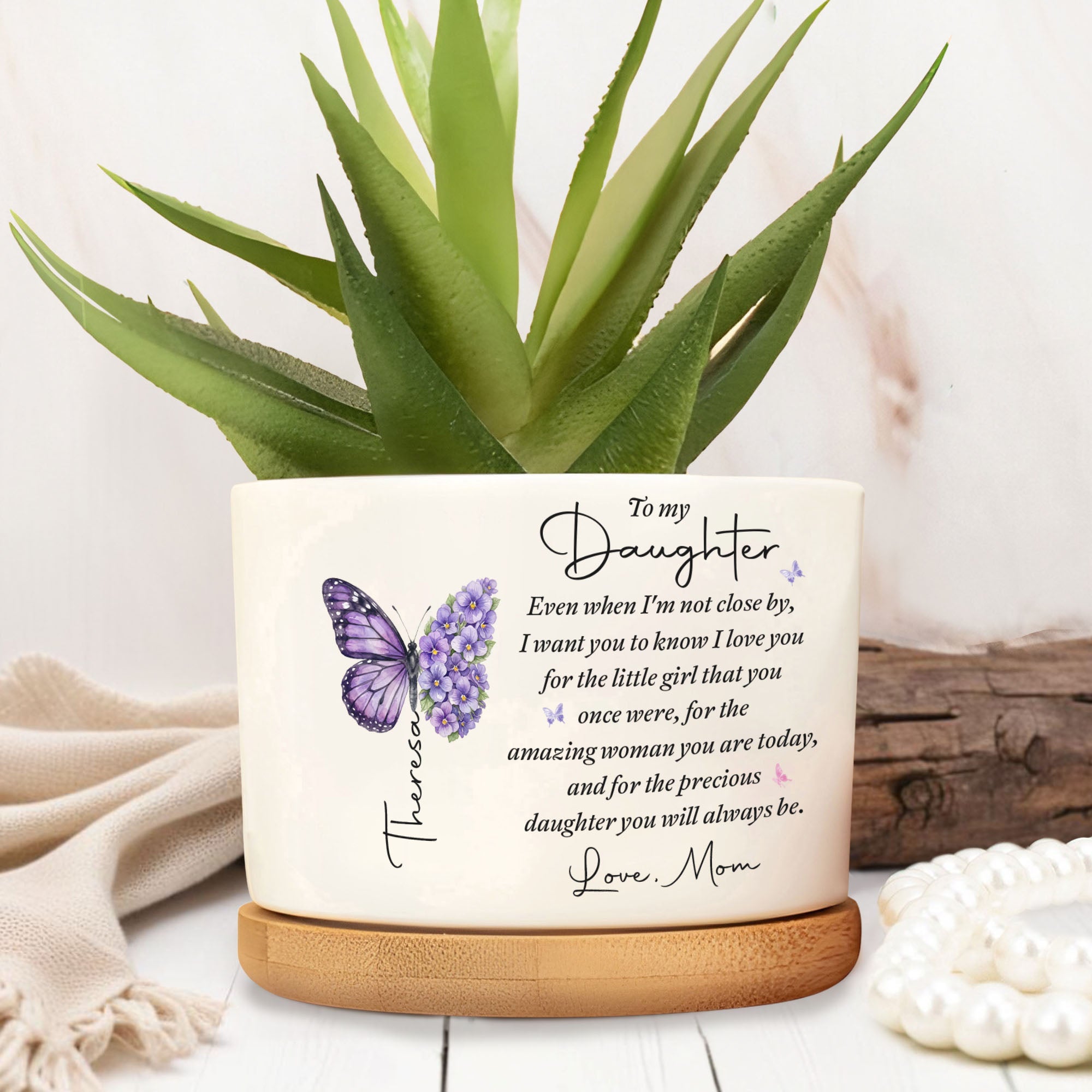 Personalized Ceramic Plant Pot Custom Name Gift for Daughter Ceramic Plant Pot GradoCreations