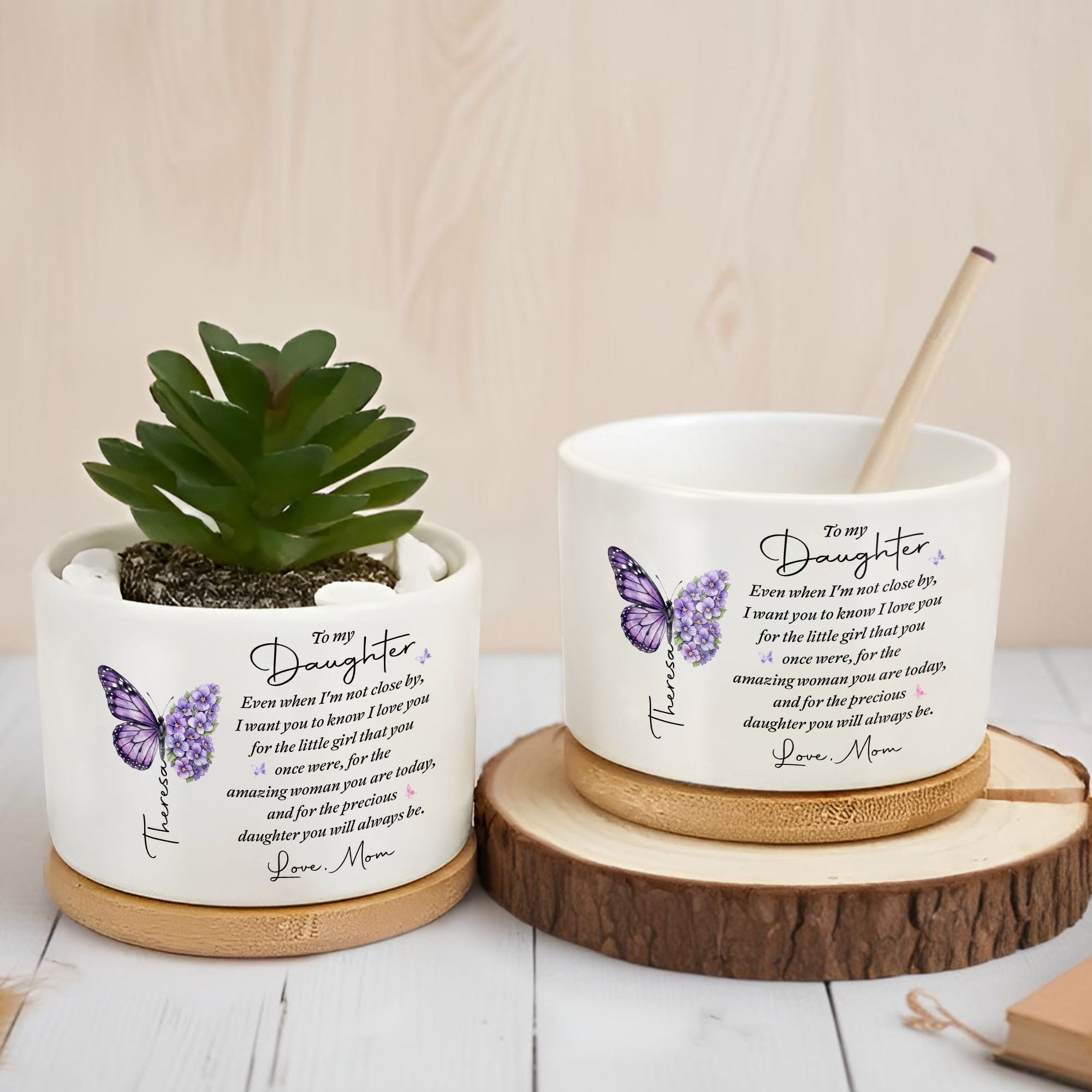 Personalized Ceramic Plant Pot Custom Name Gift for Daughter Ceramic Plant Pot GradoCreations