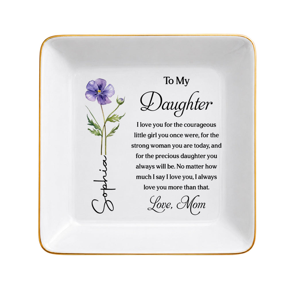 Personalized Custom Jewelry Dish for Daughter with Birth Month Flower