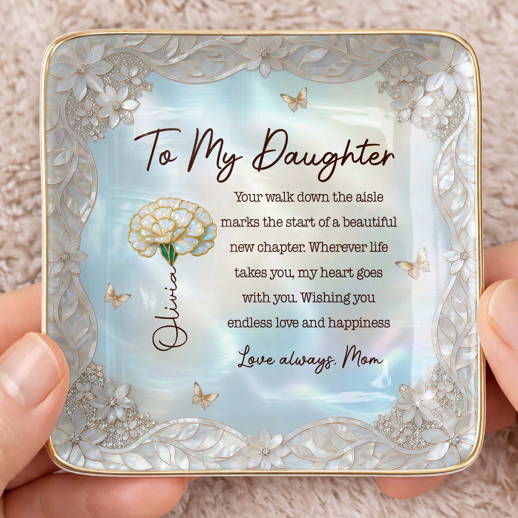 Personalized Ceramic Jewelry Dish for Daughter Bridal Gifts Jewelry Dish GradoCreations