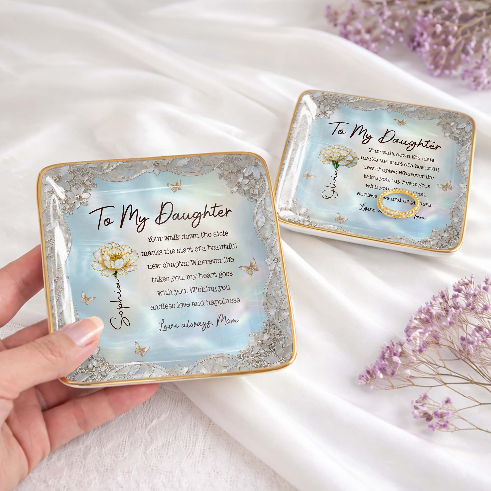Personalized Ceramic Jewelry Dish for Daughter Bridal Gifts Jewelry Dish GradoCreations