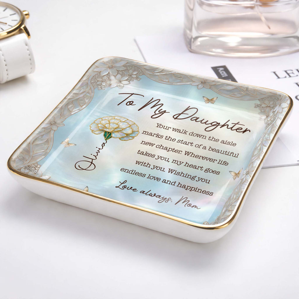 Personalized Ceramic Jewelry Dish for Daughter Bridal Gifts Jewelry Dish GradoCreations