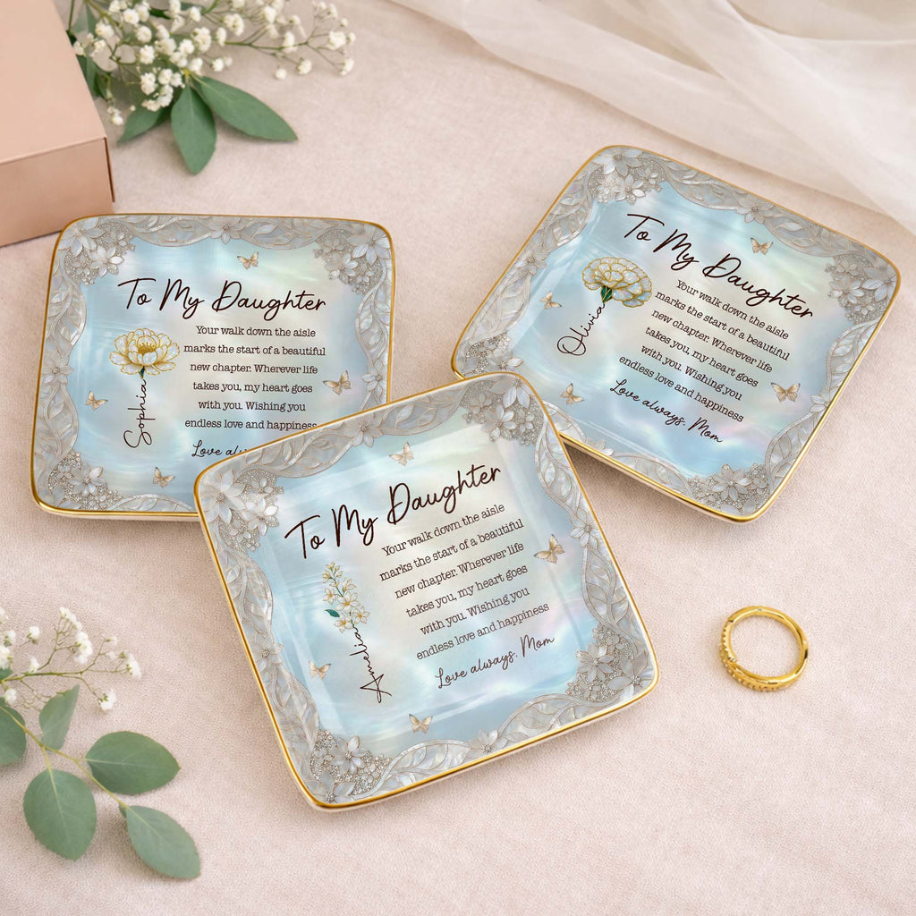 Personalized Ceramic Jewelry Dish for Daughter Bridal Gifts Jewelry Dish GradoCreations