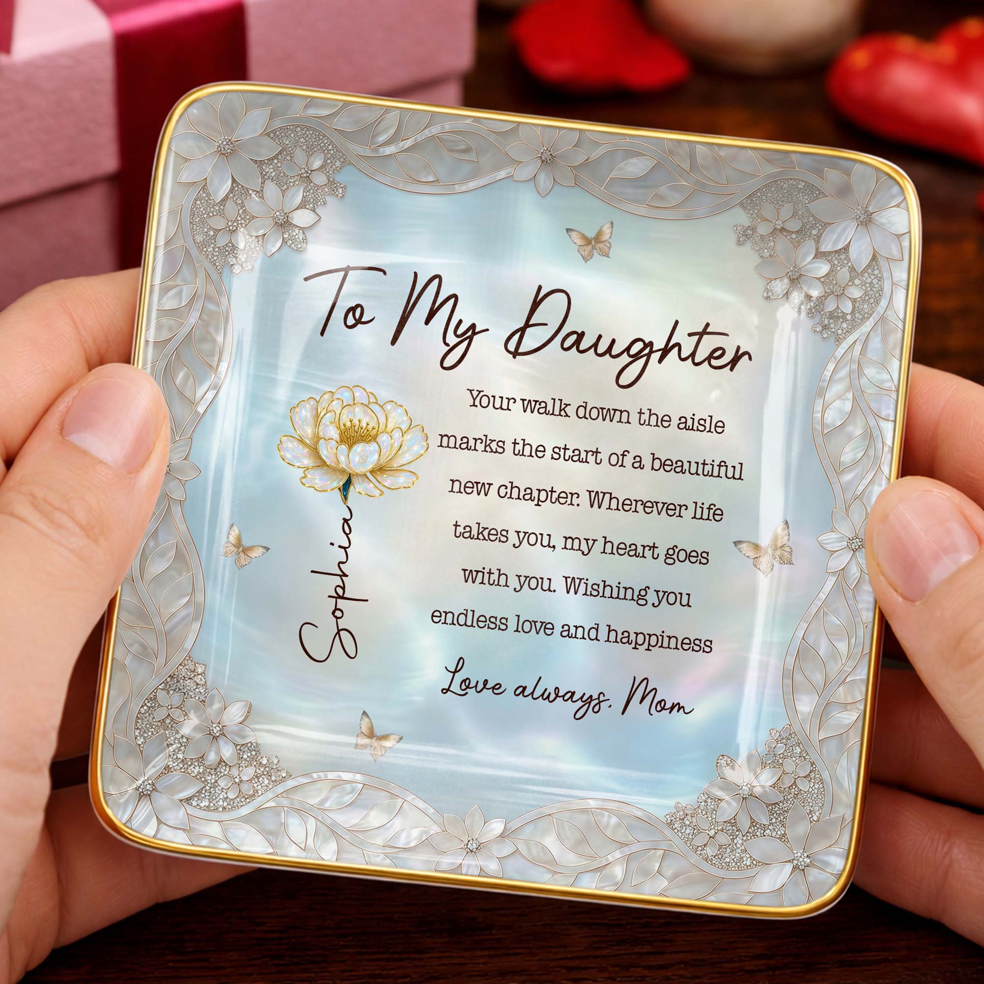 Personalized Ceramic Jewelry Dish for Daughter Bridal Gifts Jewelry Dish GradoCreations