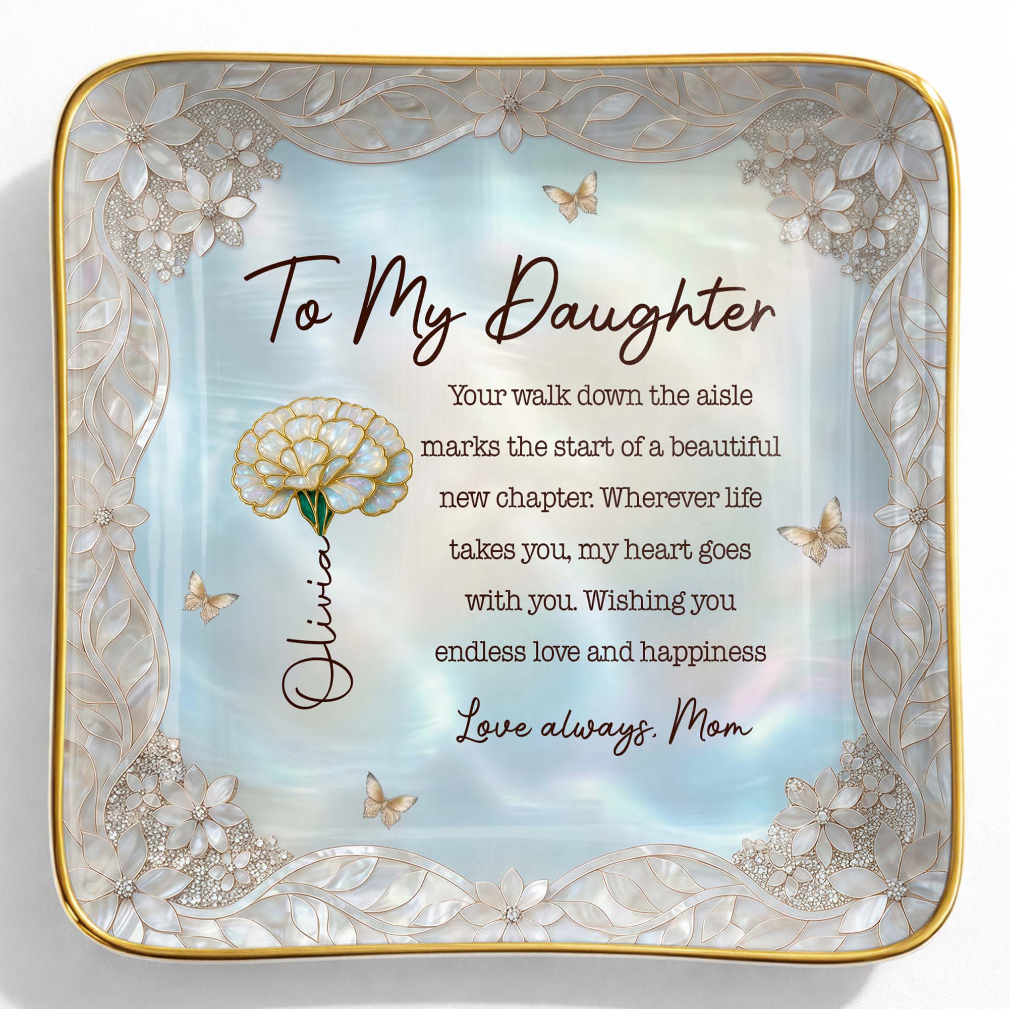 Personalized Ceramic Jewelry Dish for Daughter Bridal Gifts Jewelry Dish GradoCreations