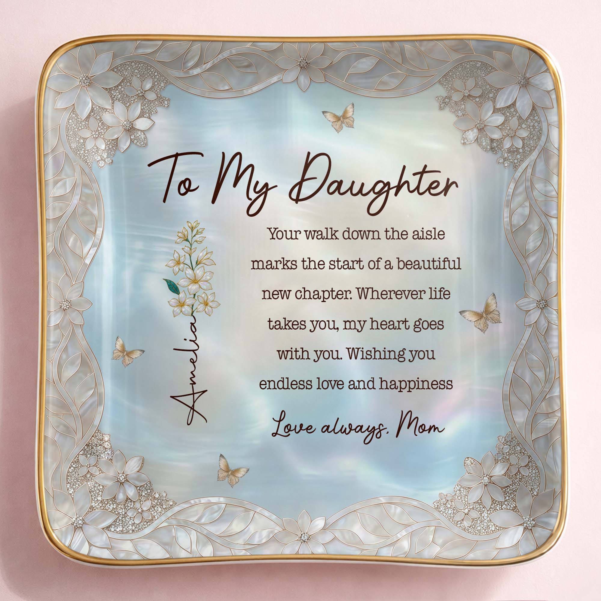 Personalized Ceramic Jewelry Dish for Daughter Bridal Gifts Jewelry Dish GradoCreations