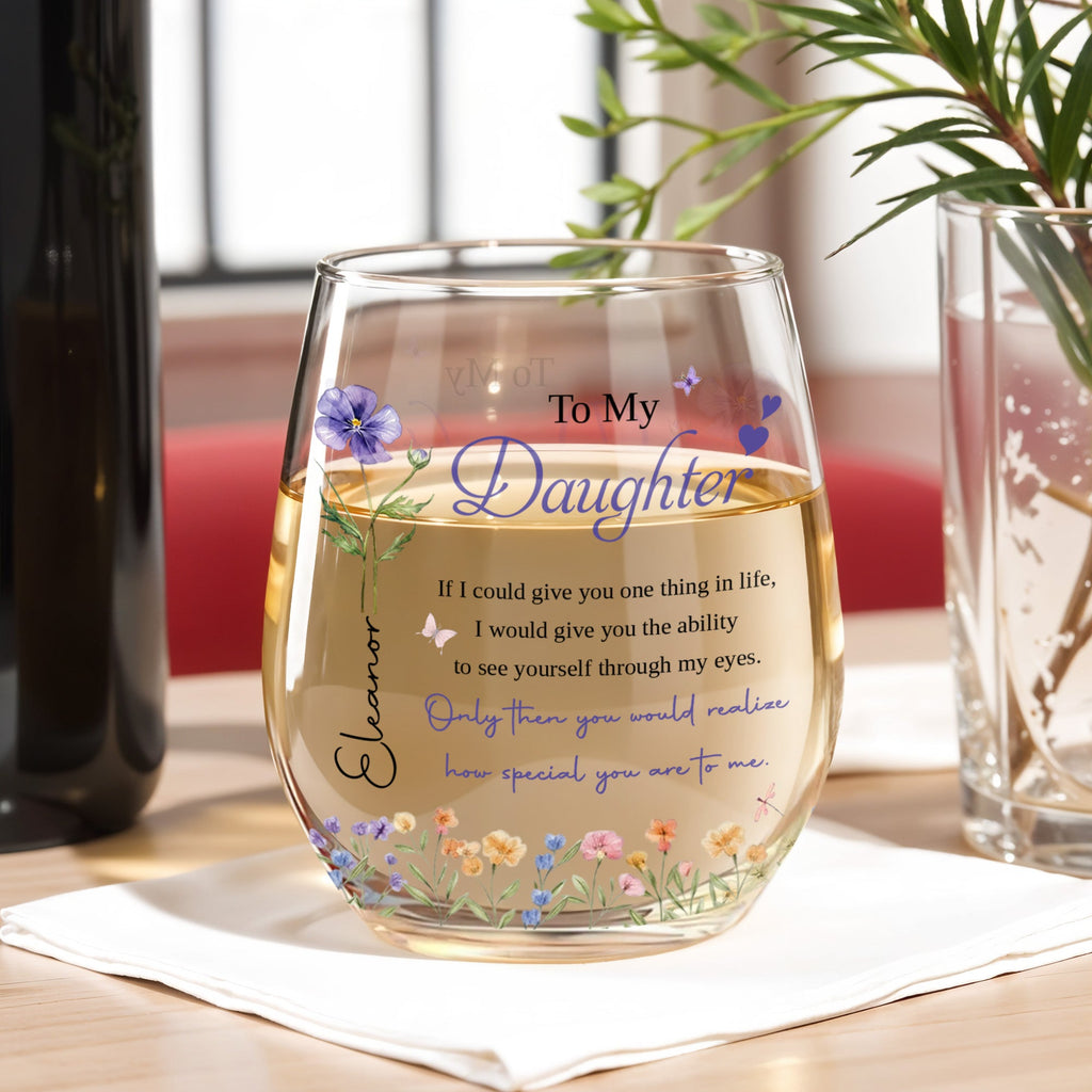 Personalized Stemless Wine Glass Custom Name Gift for Daughter Wine Glasses GradoCreations
