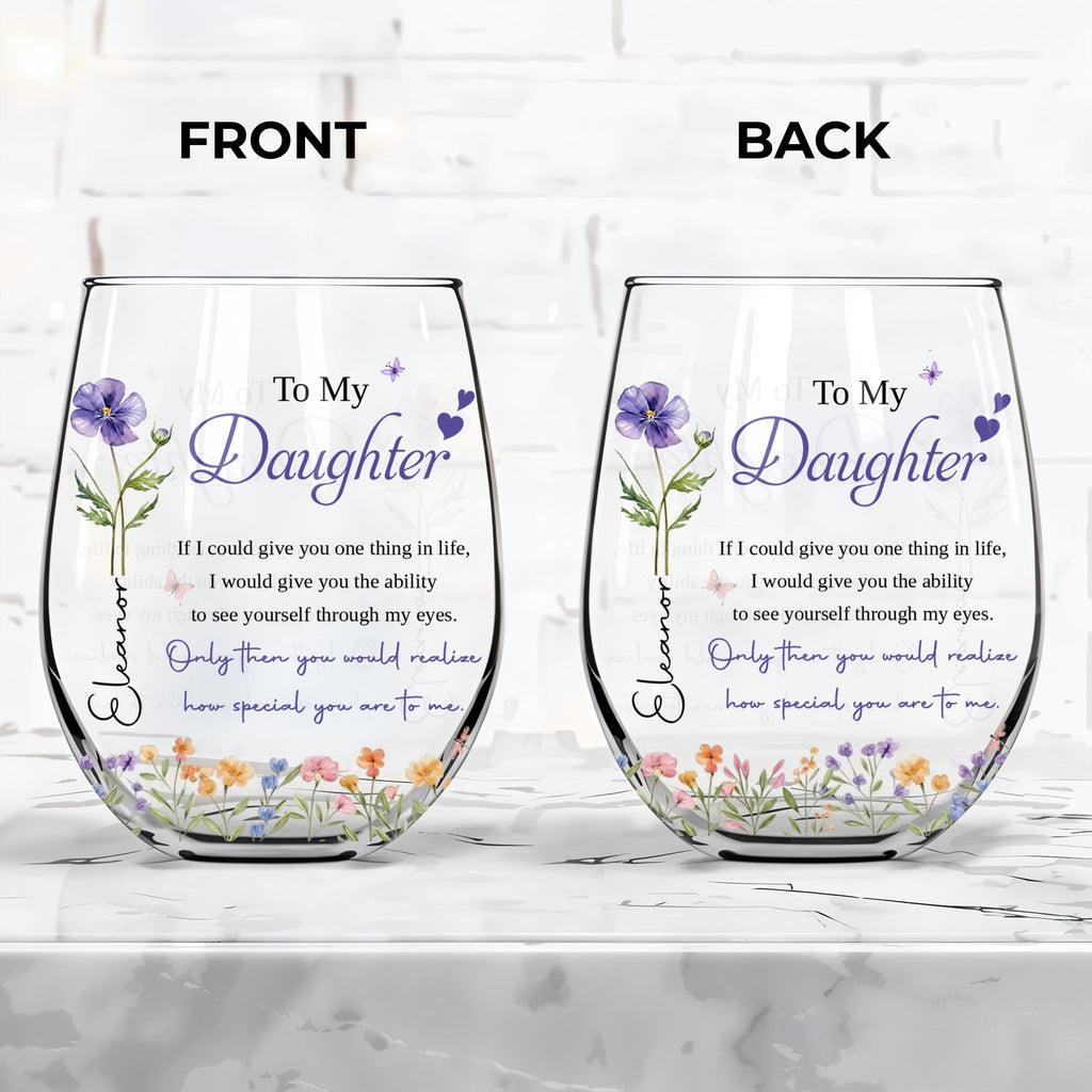 Personalized Stemless Wine Glass Custom Name Gift for Daughter Wine Glasses GradoCreations