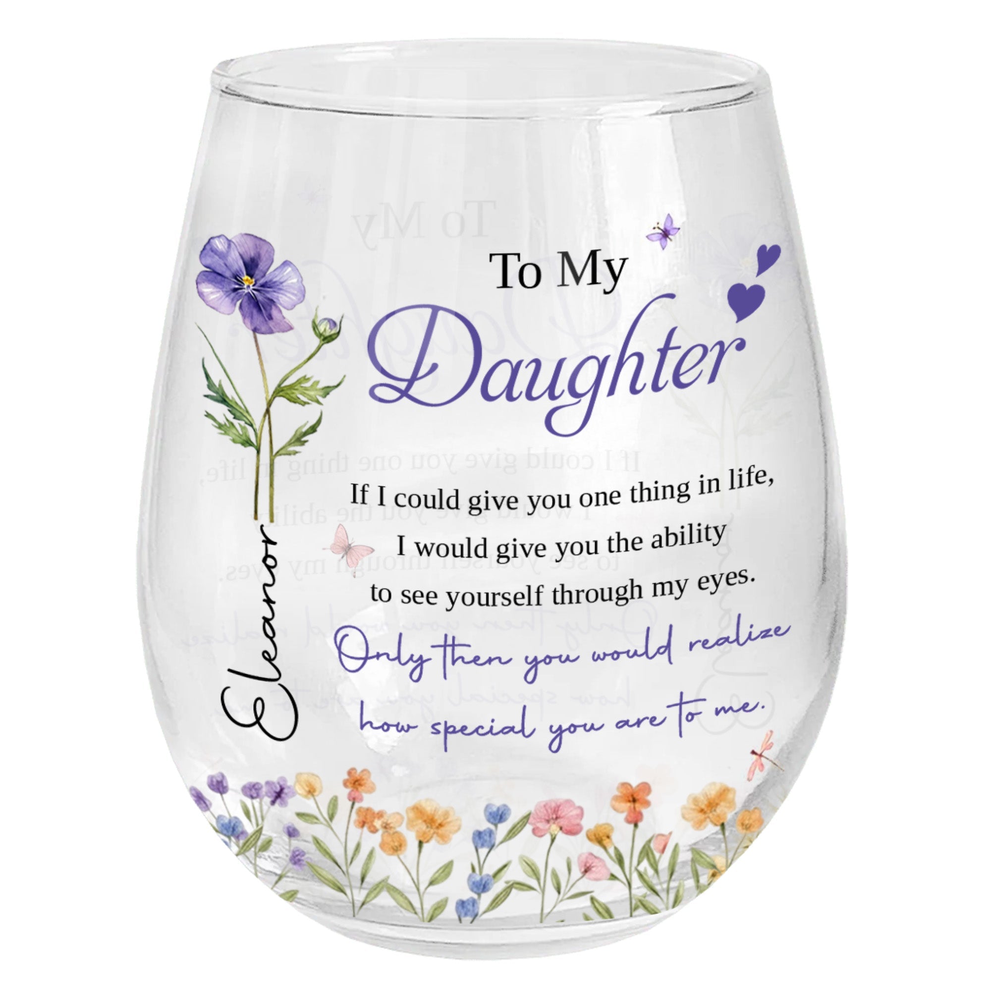 Personalized Stemless Wine Glass Custom Name Gift for Daughter Wine Glasses GradoCreations