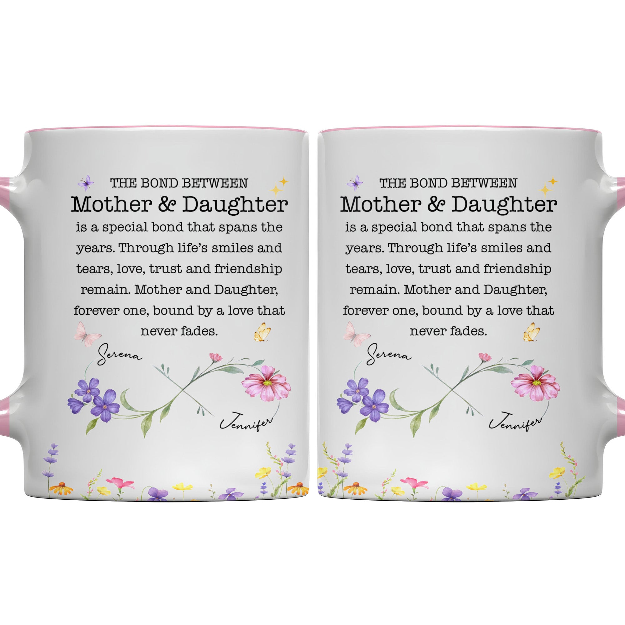 Personalized Floral Infinity Accent Mug Custom Gift for Mom Accent Mug GradoCreations
