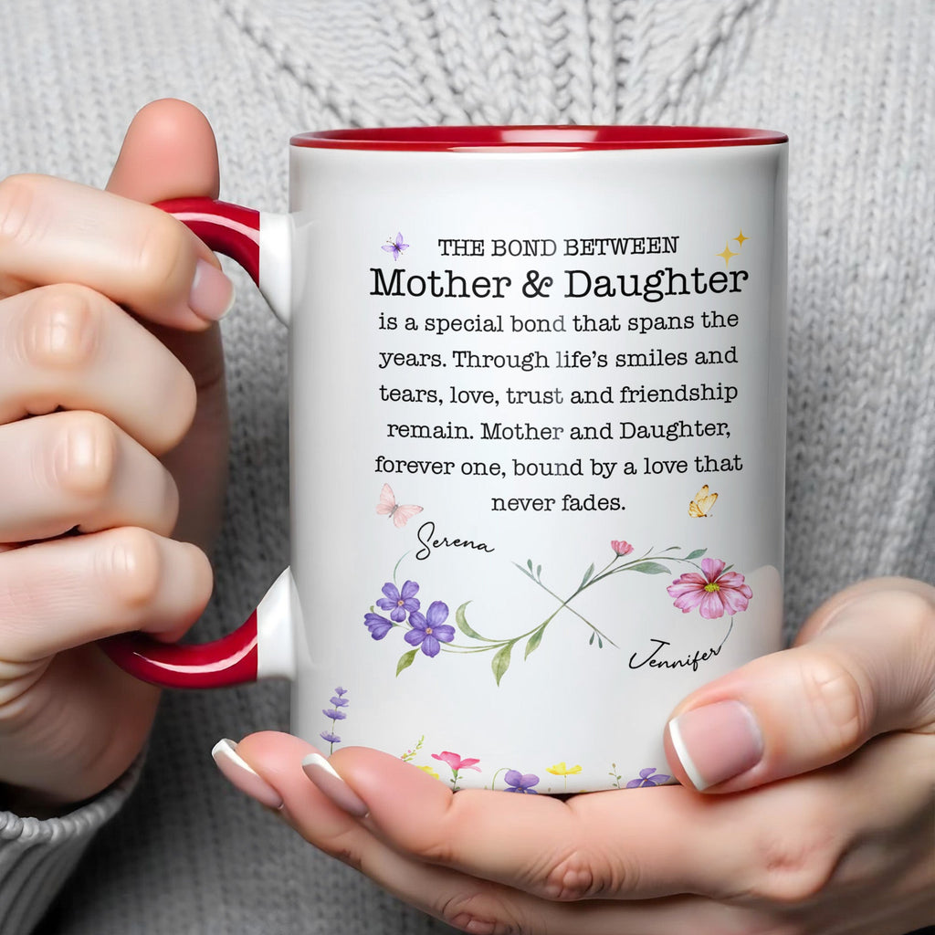 Personalized Floral Infinity Accent Mug Custom Gift for Mom Accent Mug GradoCreations