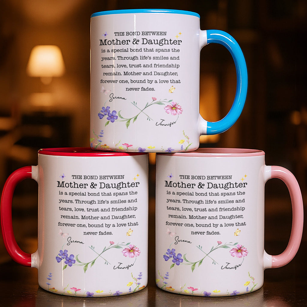 Personalized Floral Infinity Accent Mug Custom Gift for Mom Accent Mug GradoCreations