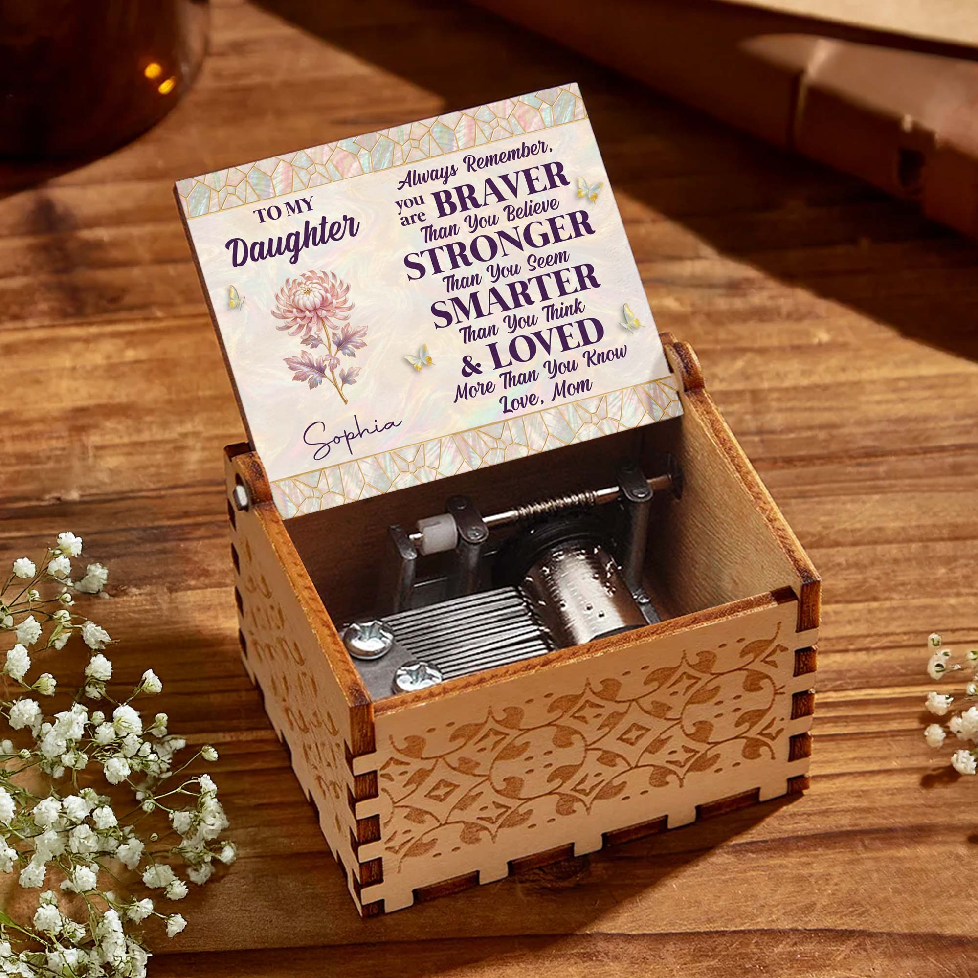 Personalized Wooden Music Box Custom Daughter Gift with Tune Music Box GradoCreations