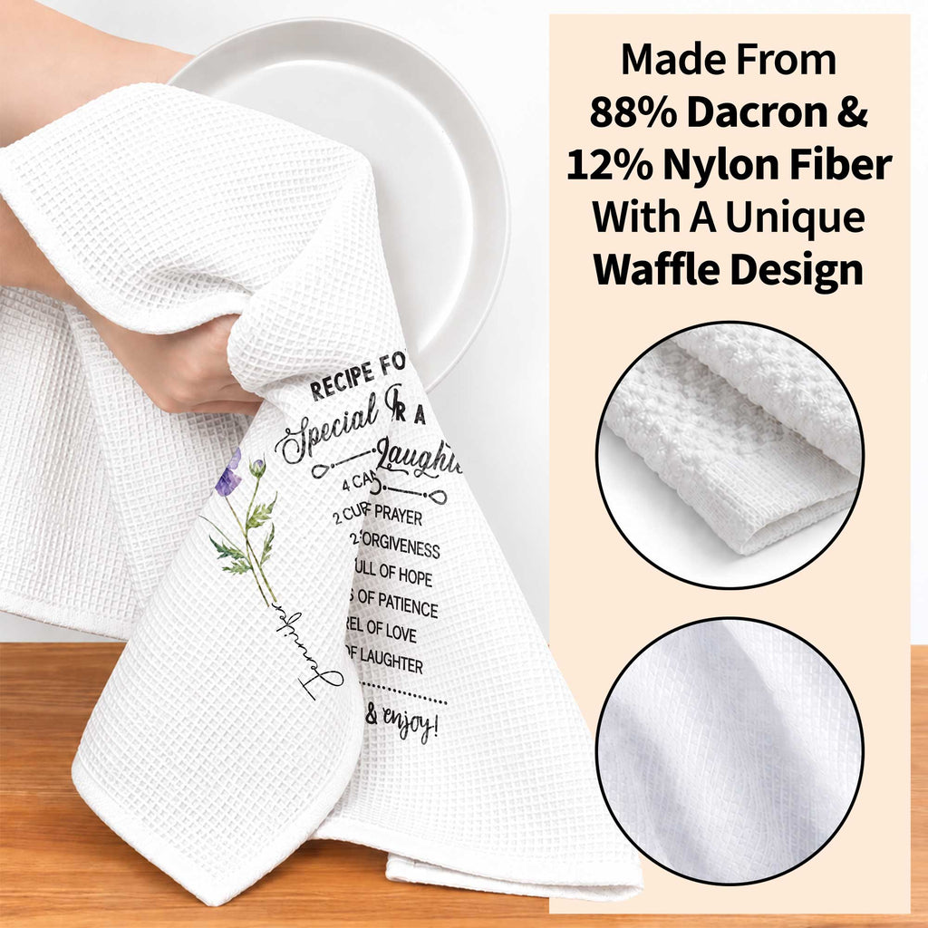 Personalized Kitchen Towel Special Daughter Birth Flower Gift Kitchen Towel GradoCreations