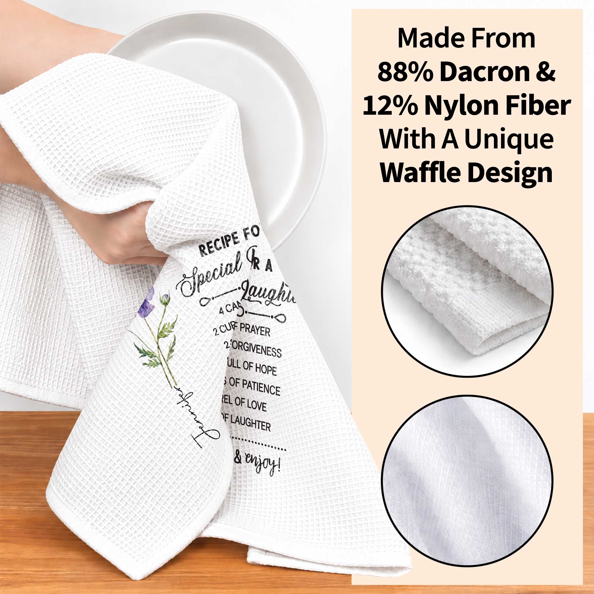 Personalized Kitchen Towel Special Daughter Birth Flower Gift Kitchen Towel GradoCreations