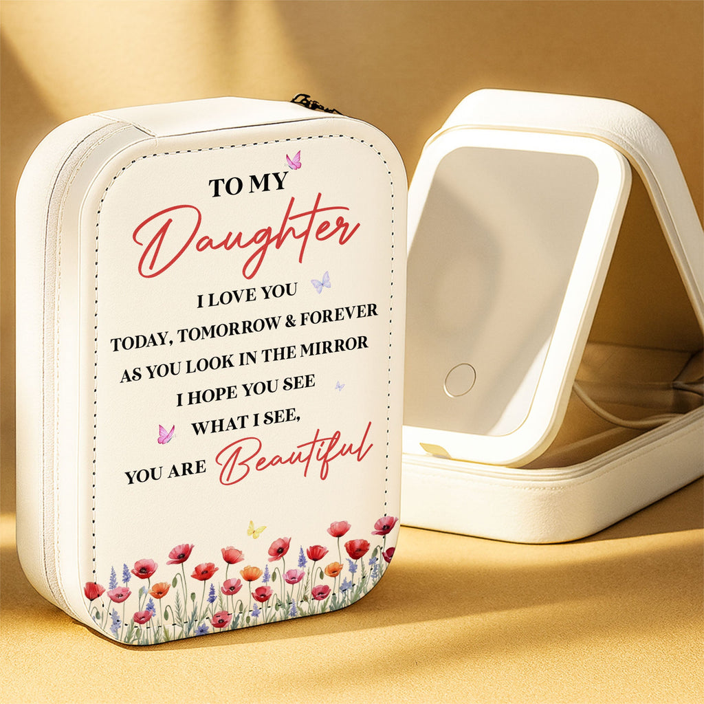 Personalized Jewelry Box with LED Mirror Gift for Daughter