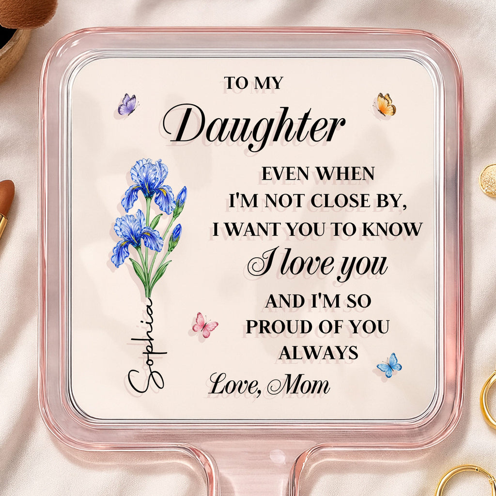 Personalized Handheld Mirror for Daughter with Flowers & Butterflies Handheld Mirror GradoCreations