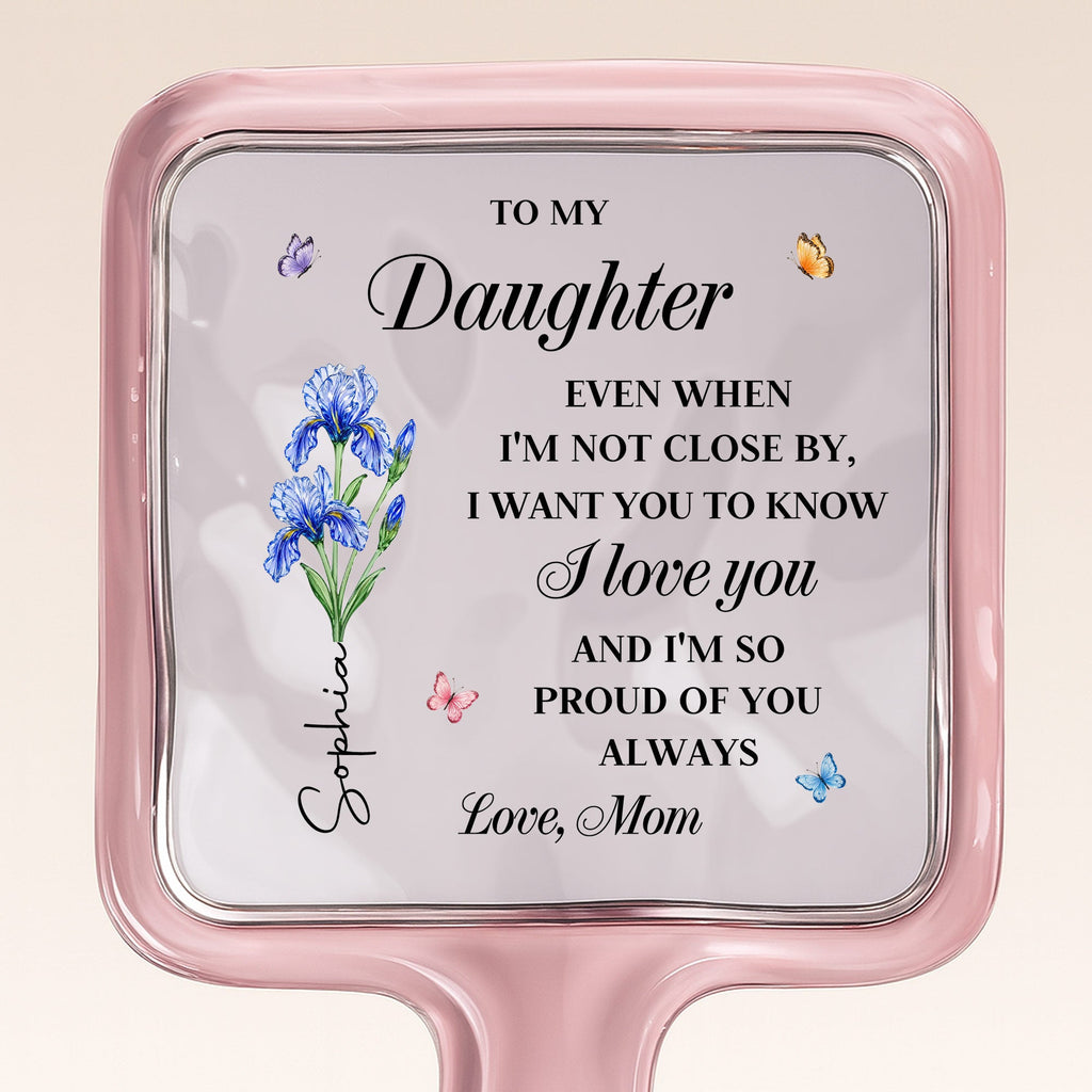 Personalized Handheld Mirror for Daughter with Flowers & Butterflies Handheld Mirror GradoCreations