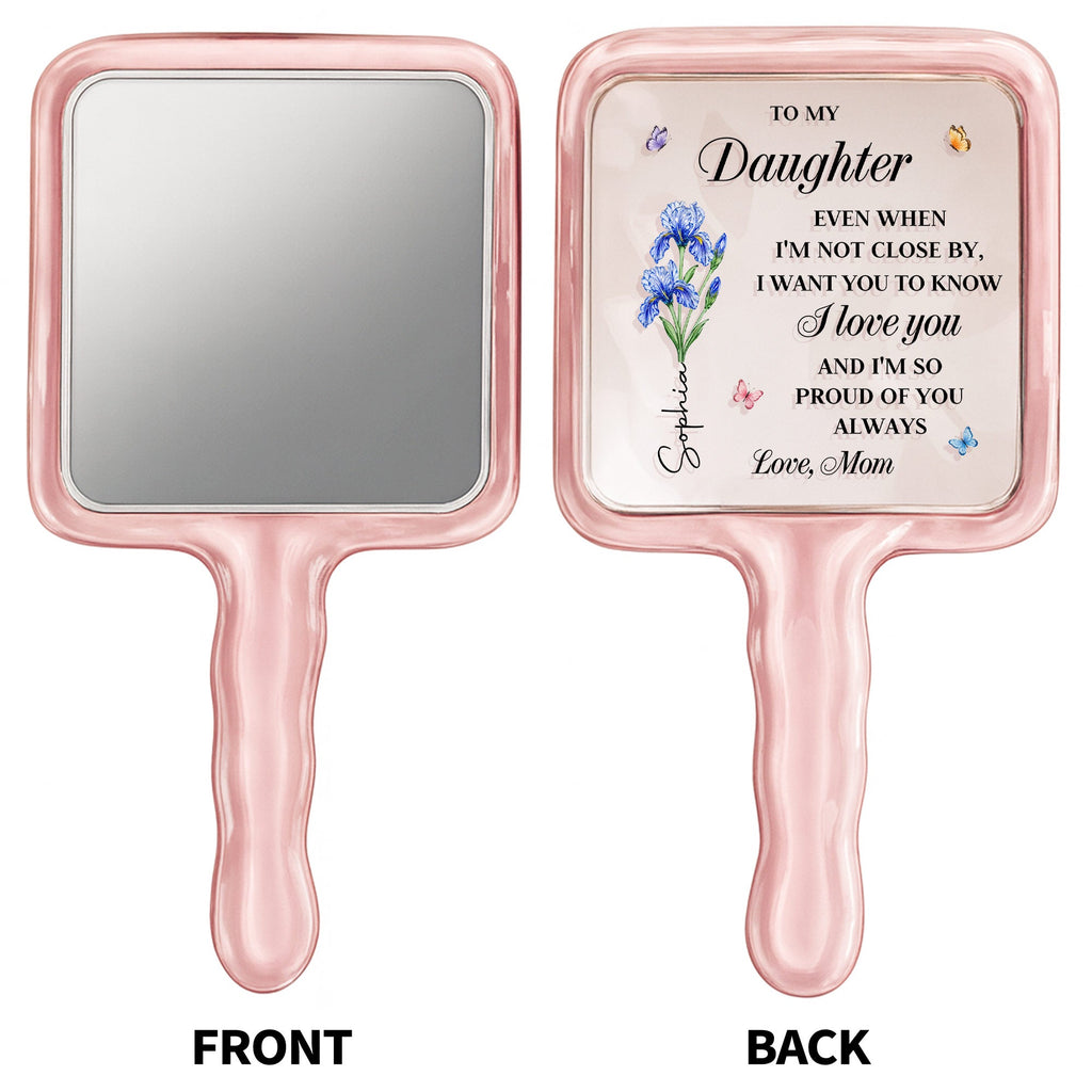 Personalized Handheld Mirror for Daughter with Flowers & Butterflies Handheld Mirror GradoCreations