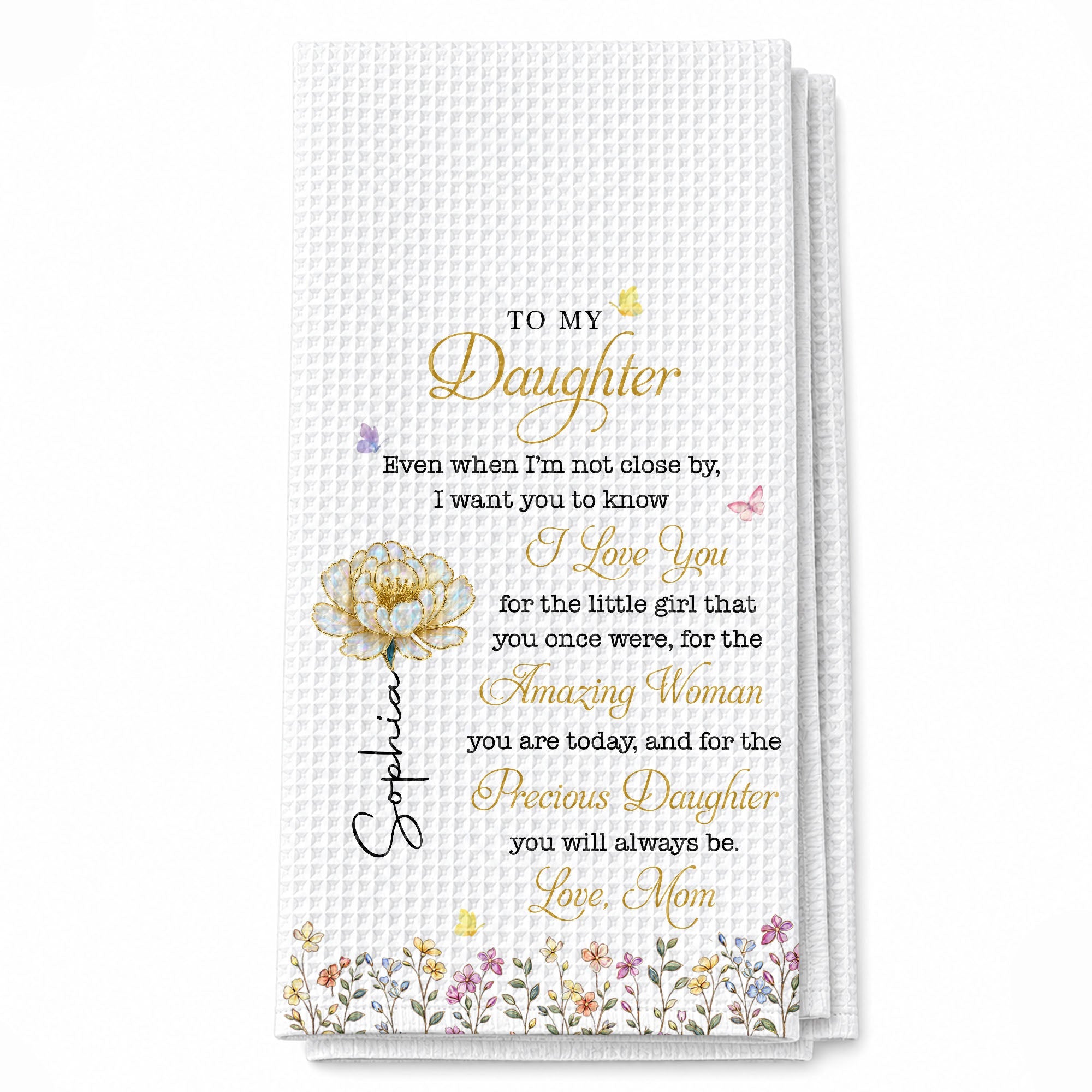 Personalized Kitchen Towel Custom Birth Month Flower Gift for Daughter Kitchen Towel GradoCreations