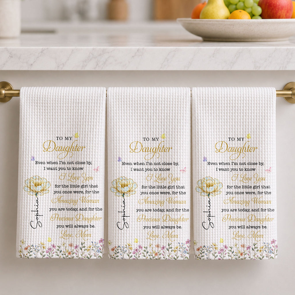 Personalized Kitchen Towel Custom Birth Month Flower Gift for Daughter Kitchen Towel GradoCreations